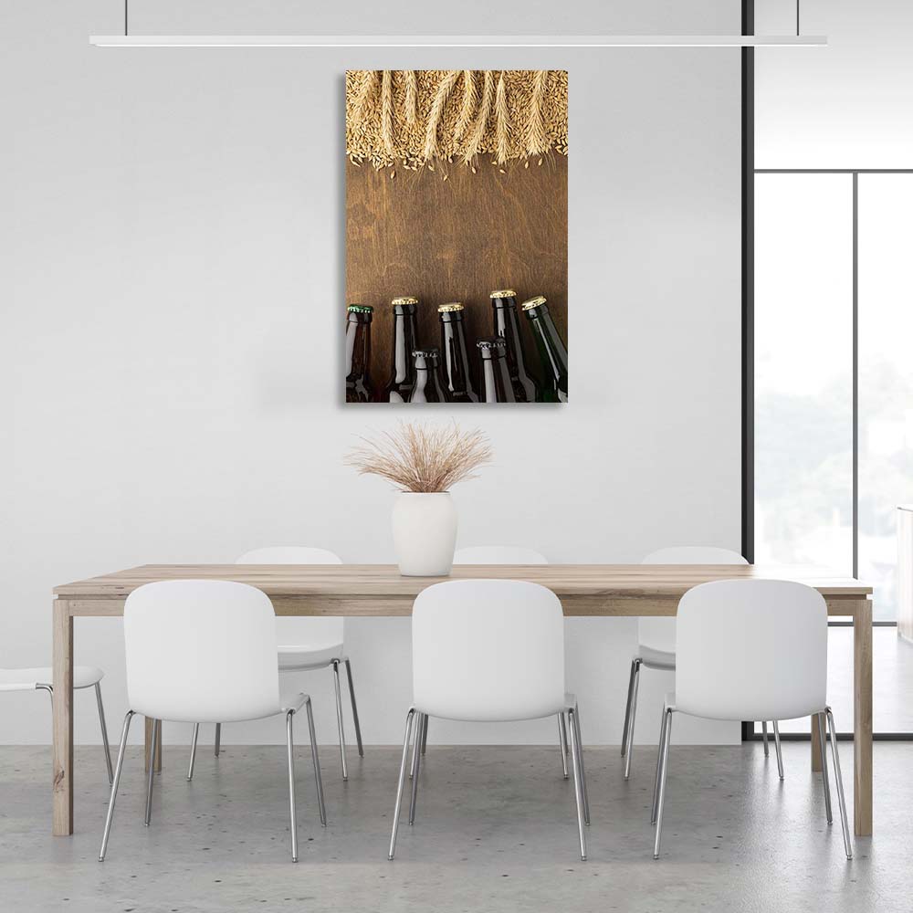 Canvas Wall Art Print For Kitchen Beer and barley grains