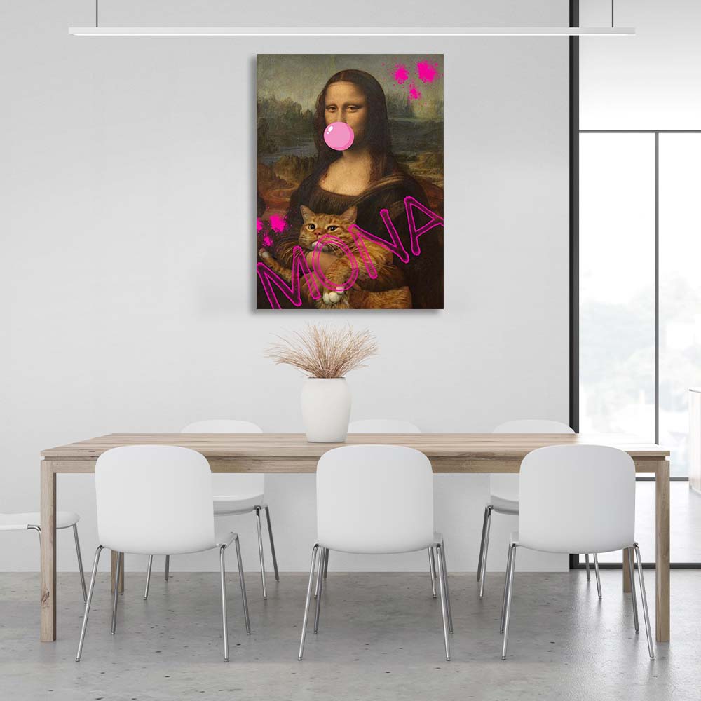 Canvas Wall Art Print Mona with a red cat