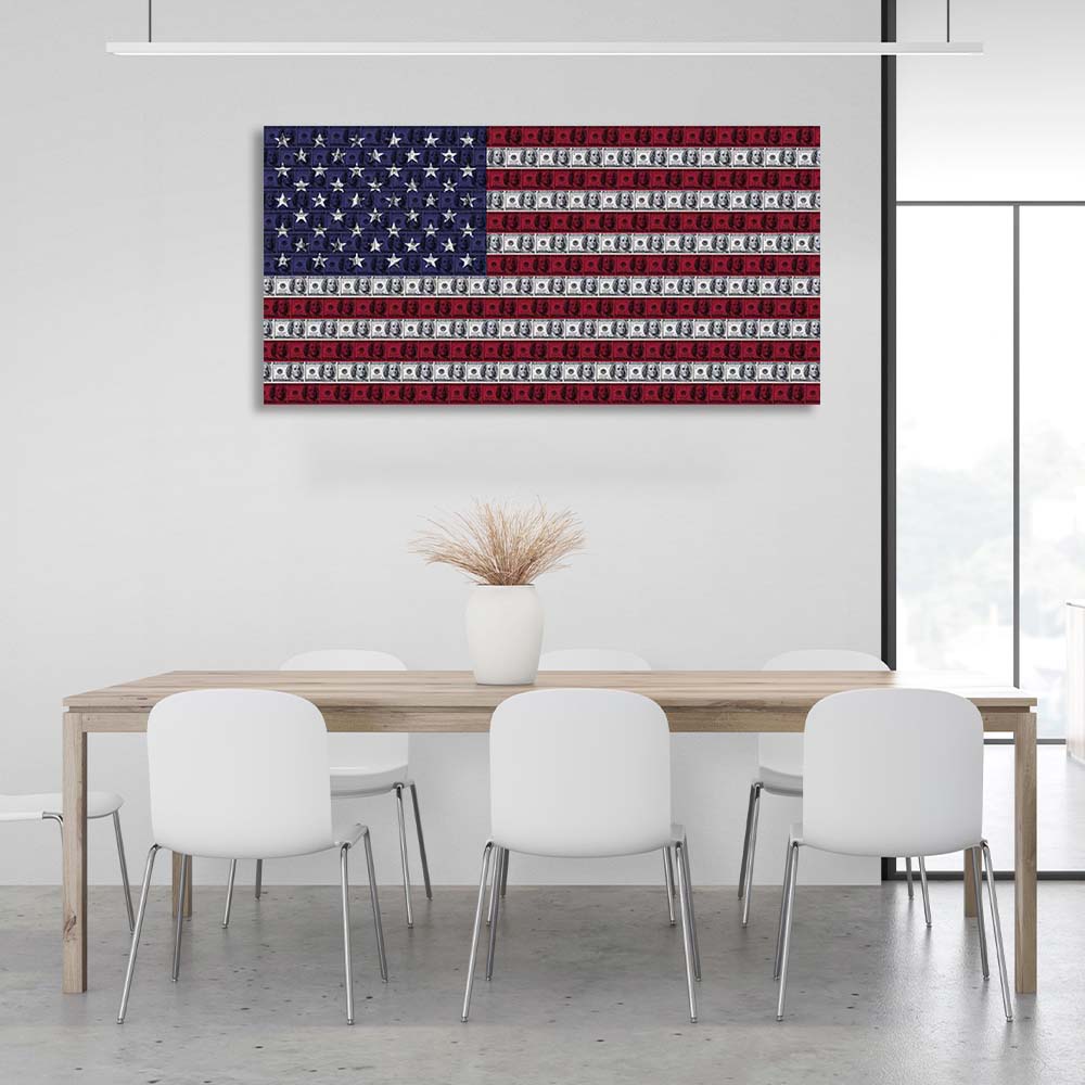 Inspirational Canvas Wall Art Print American dollar flag