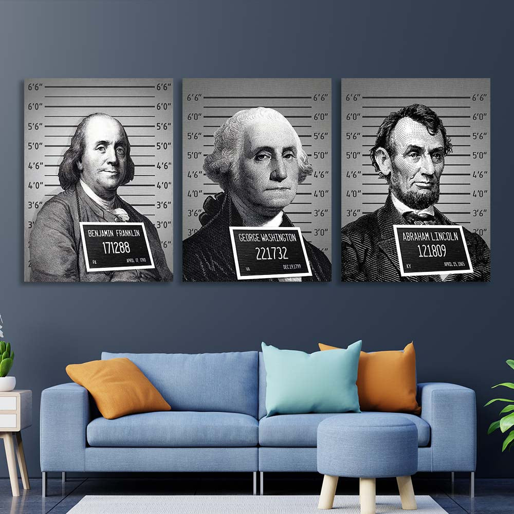 Multi Panel Canvas Wall Art Print Portraits of U.S. Presidents