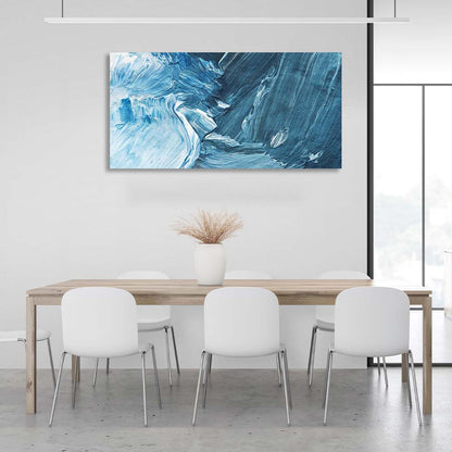 Abstraction Canvas Wall Art Print abstract horizontal Blue and white paint strokes