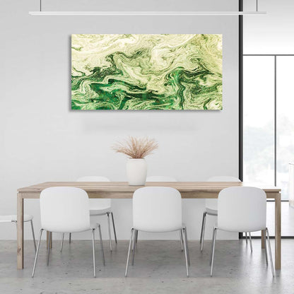 Abstraction Canvas Wall Art Print Divorces of white-green paint on water