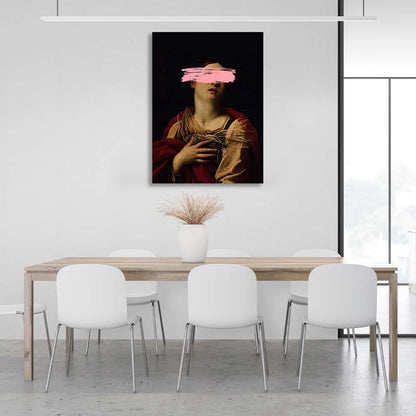 Canvas Wall Art Print St. Margaret with pink paint on her face