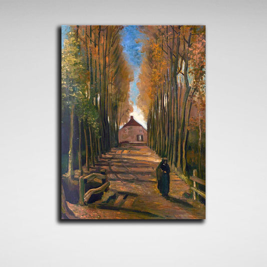 Reproduction Poplar Alley in Autumn Van Gogh Reproduction Canvas Wall Art Print