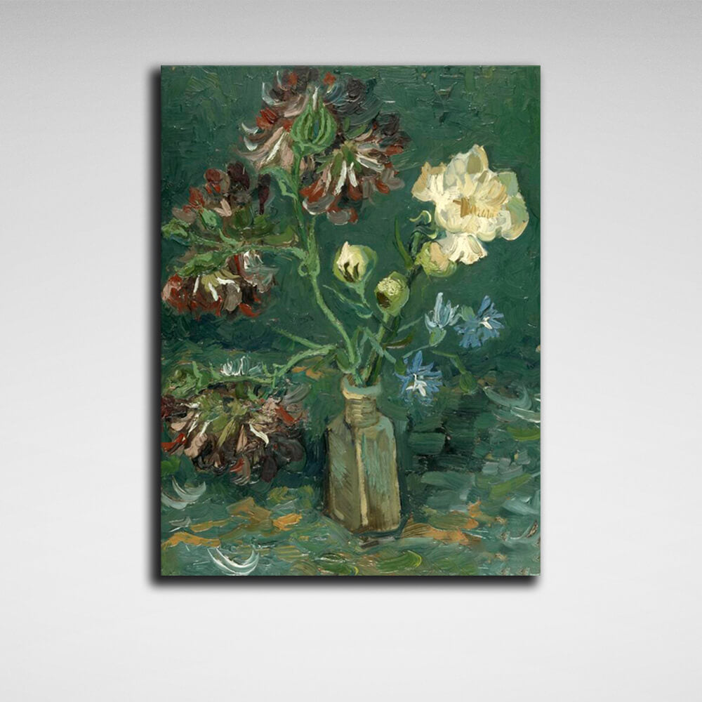 Reproduction Vase with forget-me-nots and peonies Van Gogh Reproduction Canvas Wall Art Print