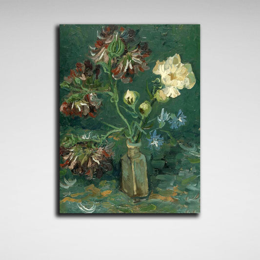 Reproduction Vase with forget-me-nots and peonies Van Gogh Reproduction Canvas Wall Art Print