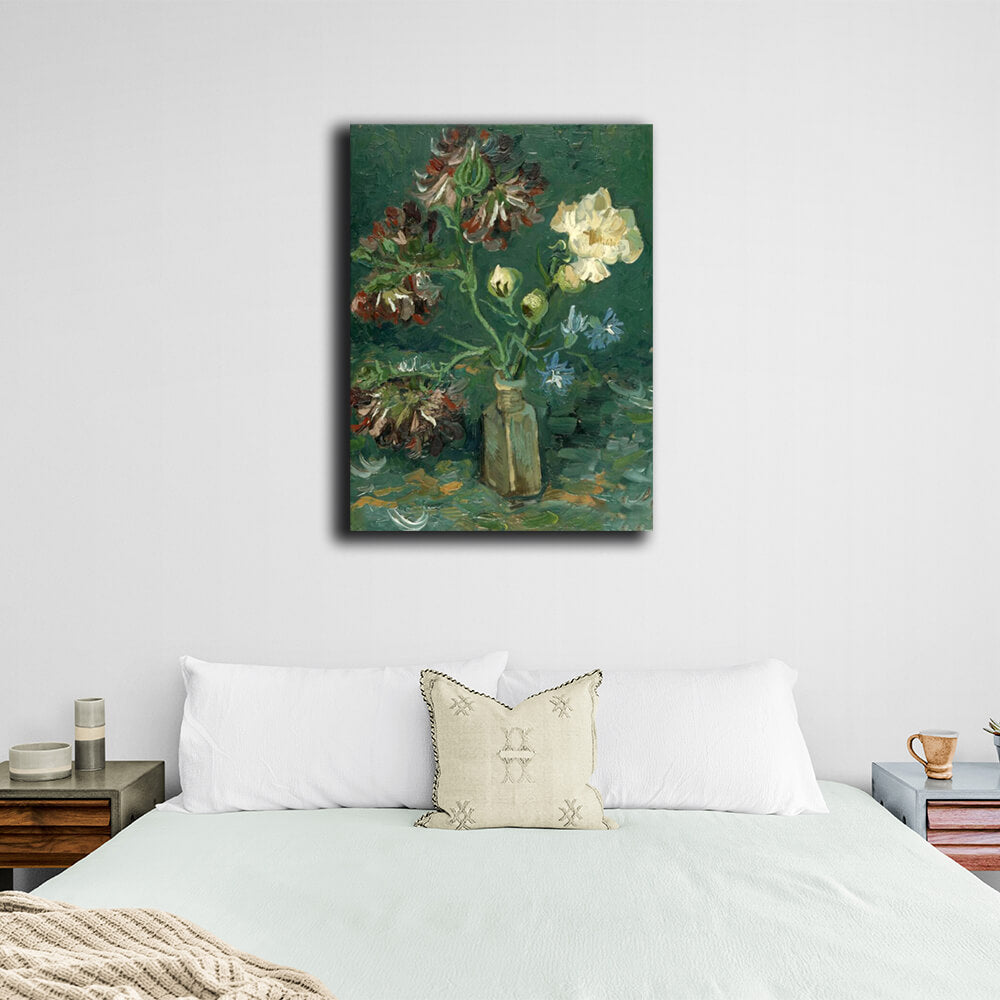 Reproduction Vase with forget-me-nots and peonies Van Gogh Reproduction Canvas Wall Art Print