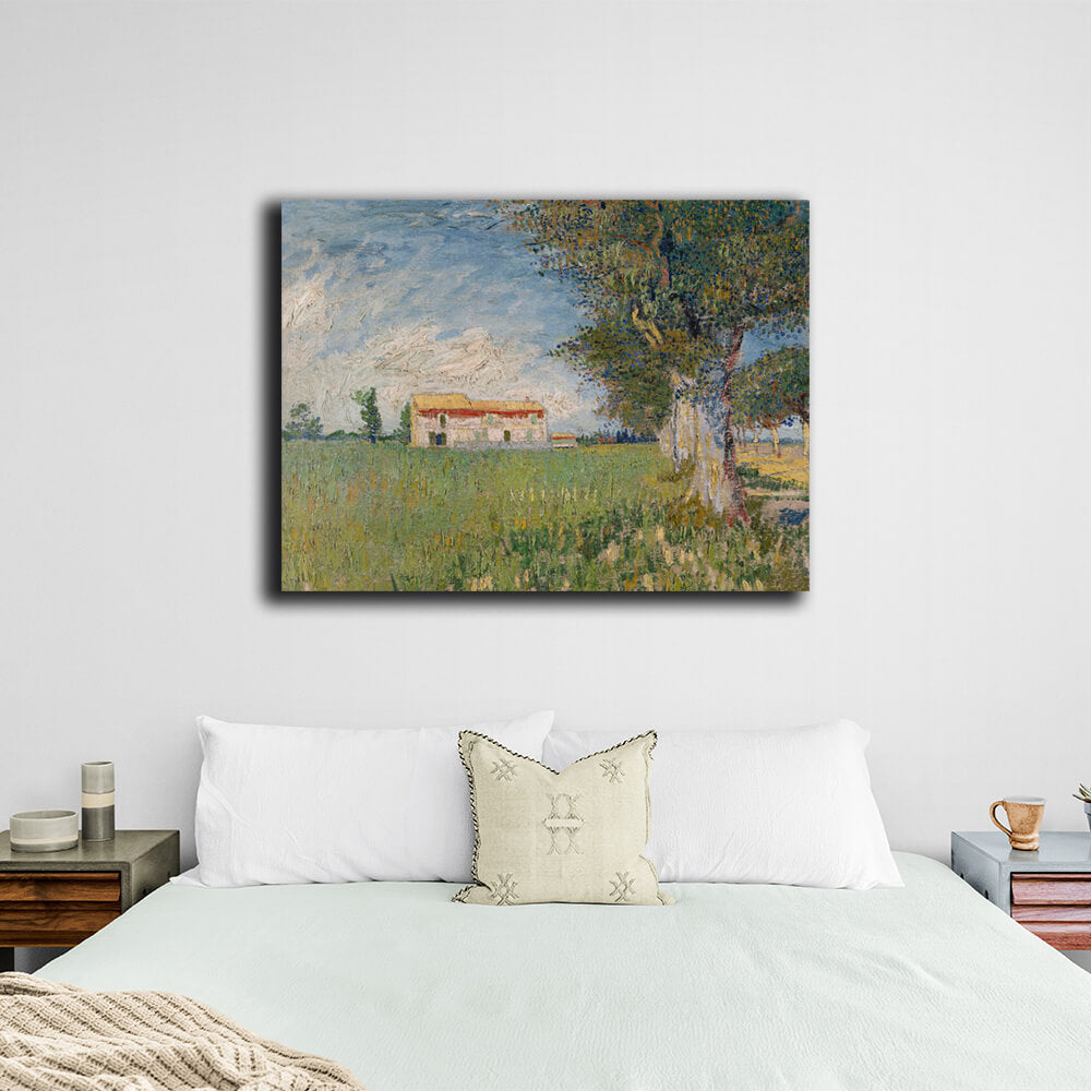 Reproduction A farm in a wheat field Reproduction Canvas Wall Art Print