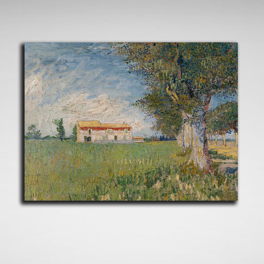 Reproduction A farm in a wheat field Reproduction Canvas Wall Art Print