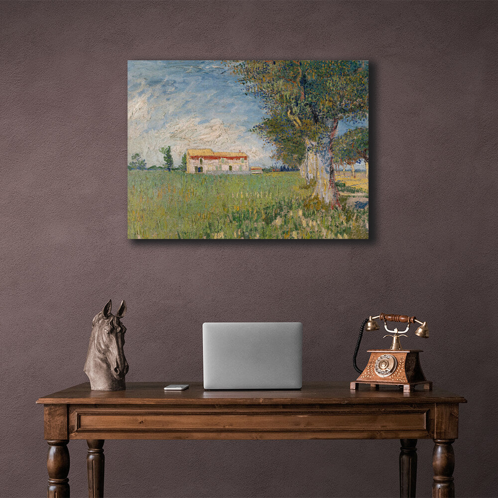 Reproduction A farm in a wheat field Reproduction Canvas Wall Art Print