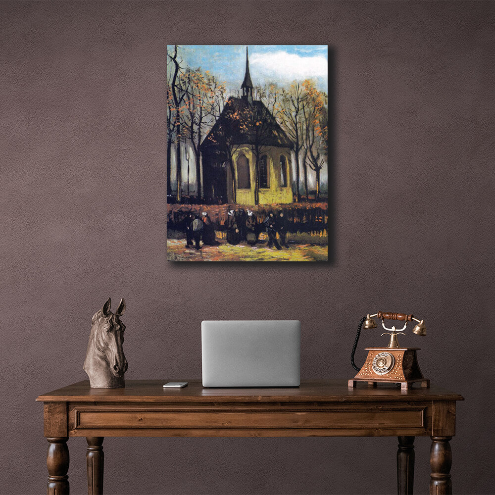 Reproduction Leaving the Protestant church Reproduction Canvas Wall Art Print