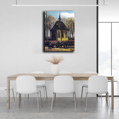 Reproduction Leaving the Protestant church Reproduction Canvas Wall Art Print