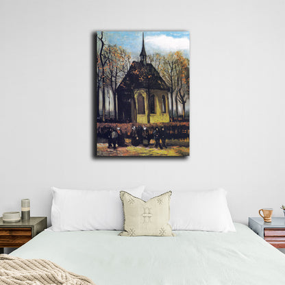 Reproduction Leaving the Protestant church Reproduction Canvas Wall Art Print