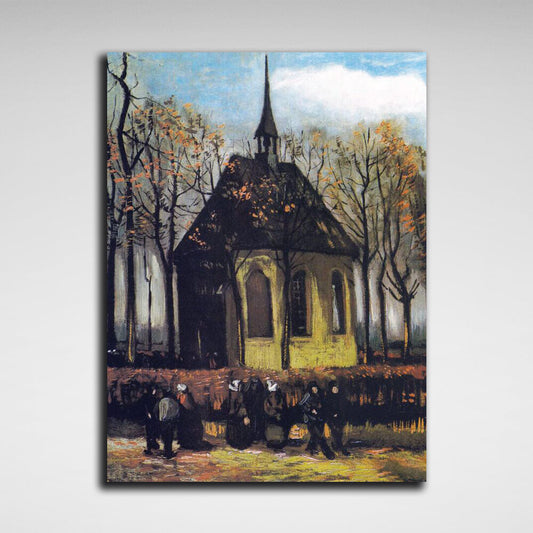 Reproduction Leaving the Protestant church Reproduction Canvas Wall Art Print