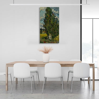 Reproduction Cypresses and two women Reproduction Canvas Wall Art Print