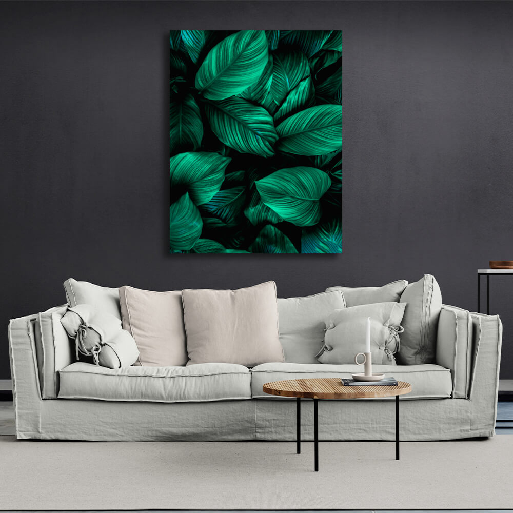 Interior Green tropical leaves Canvas Wall Art Print