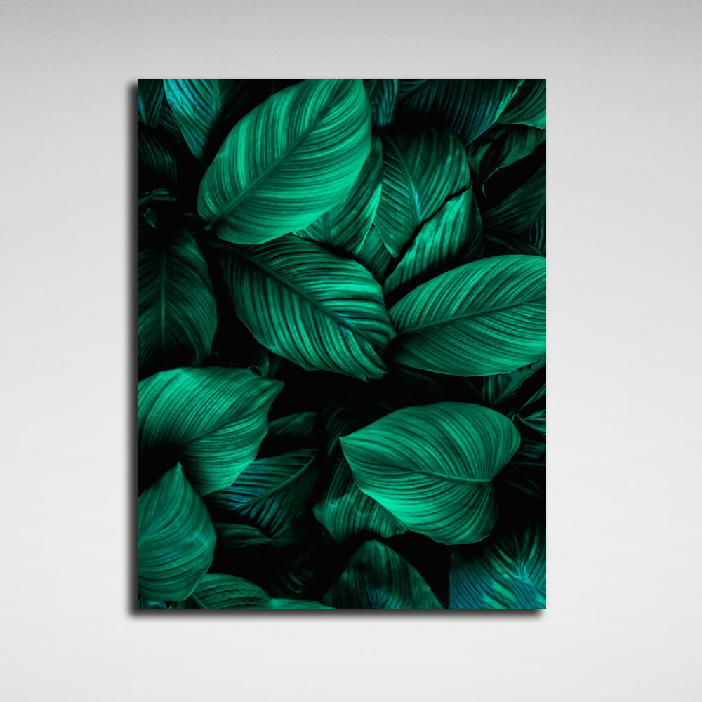 Interior Green tropical leaves Canvas Wall Art Print