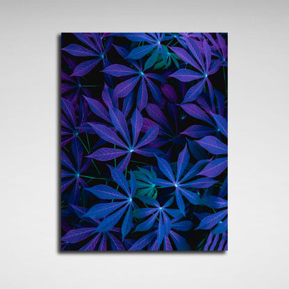 Interior Blue tropical leaves Canvas Wall Art Print