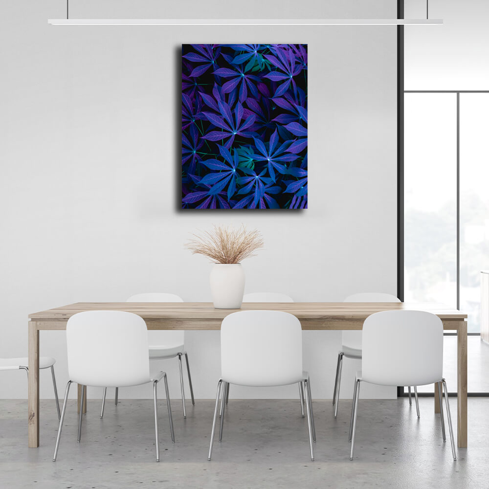 Interior Blue tropical leaves Canvas Wall Art Print