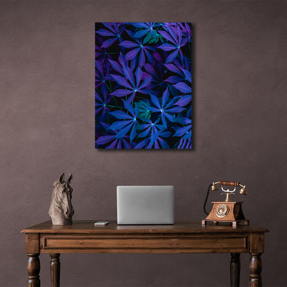 Interior Blue tropical leaves Canvas Wall Art Print