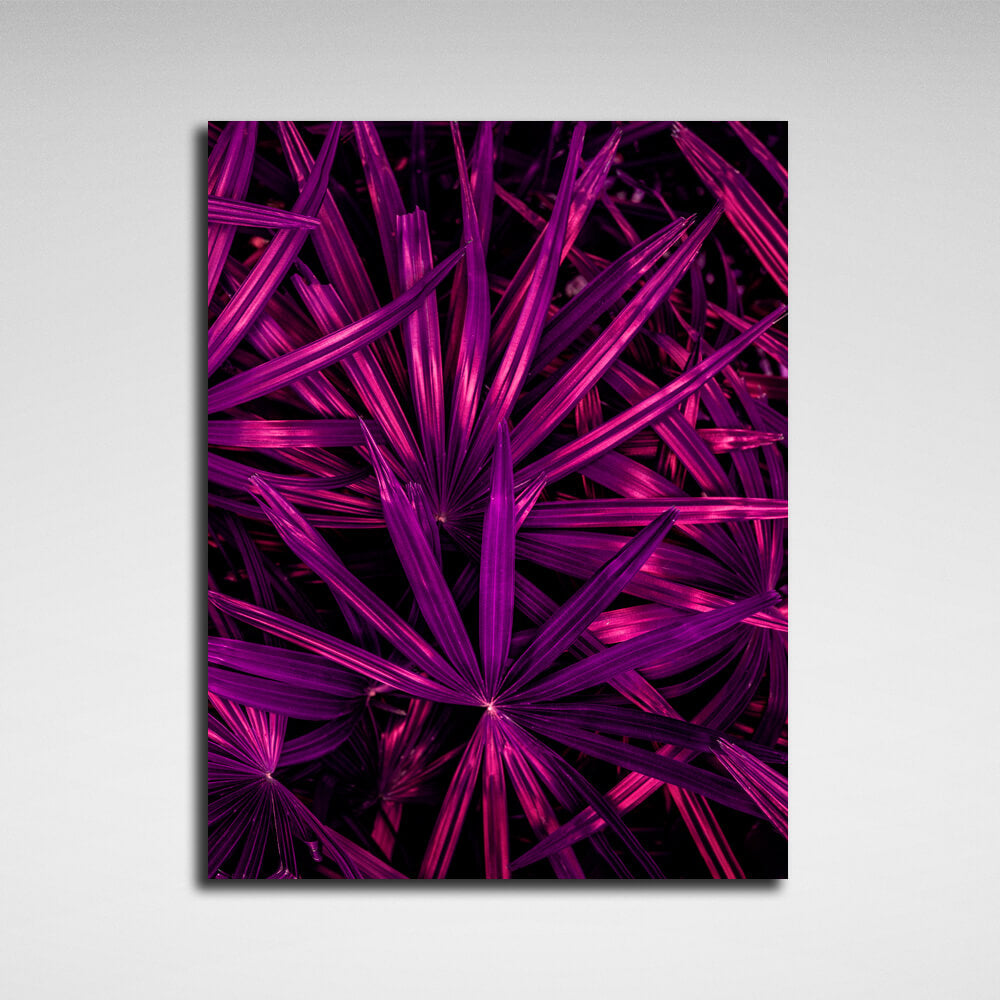 Interior Purple tropical leaves Canvas Wall Art Print