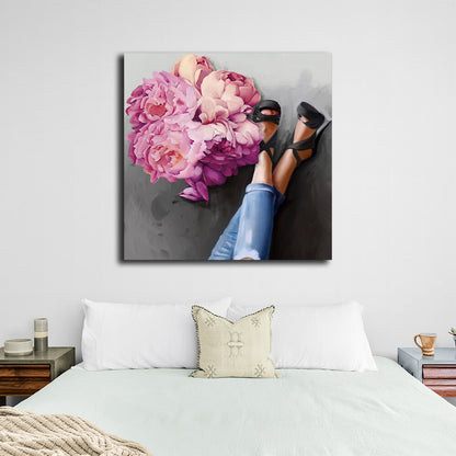 Interior Flowers and heels Canvas Wall Art Print