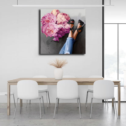 Interior Flowers and heels Canvas Wall Art Print