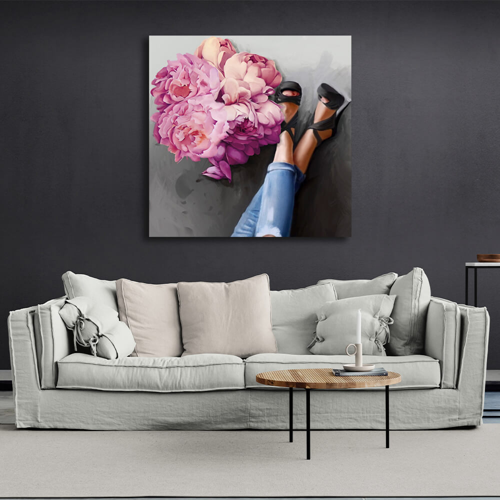 Interior Flowers and heels Canvas Wall Art Print