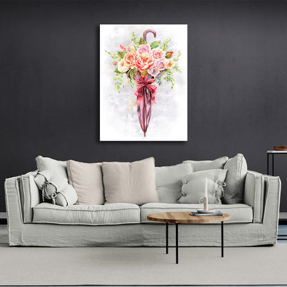 Interior Floral umbrella Canvas Wall Art Print