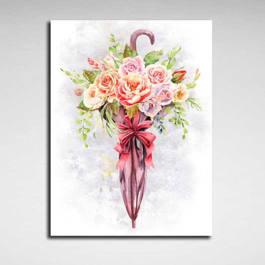 Interior Floral umbrella Canvas Wall Art Print