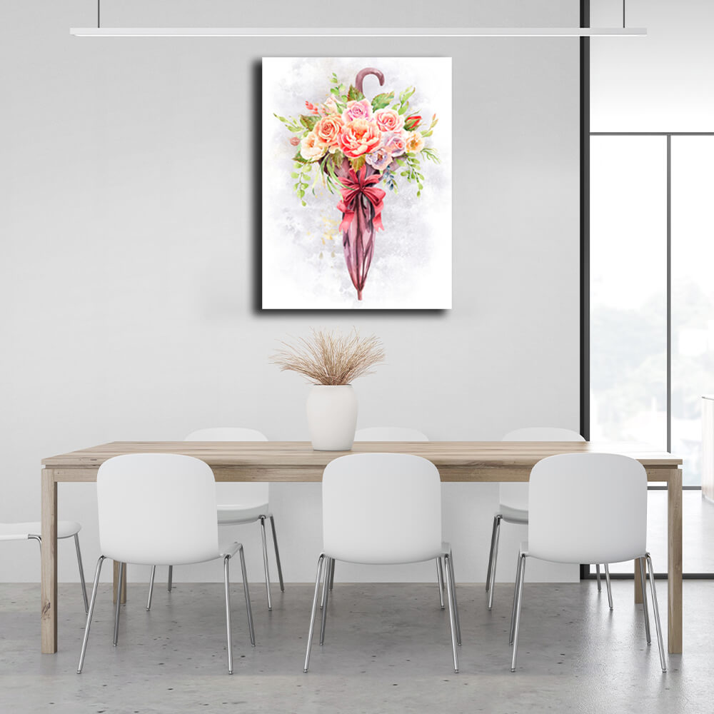 Interior Floral umbrella Canvas Wall Art Print