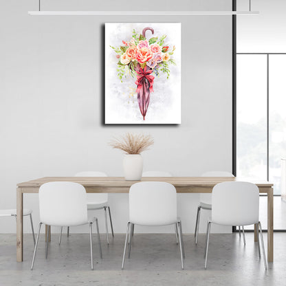 Interior Floral umbrella Canvas Wall Art Print