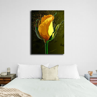 Interior A drawing of a yellow rose Canvas Wall Art Print