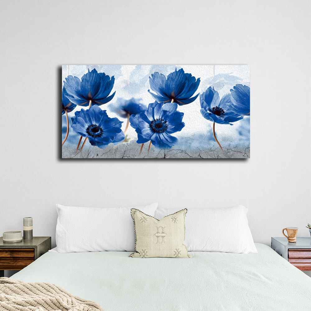 Interior A field of blue flowers Canvas Wall Art Print