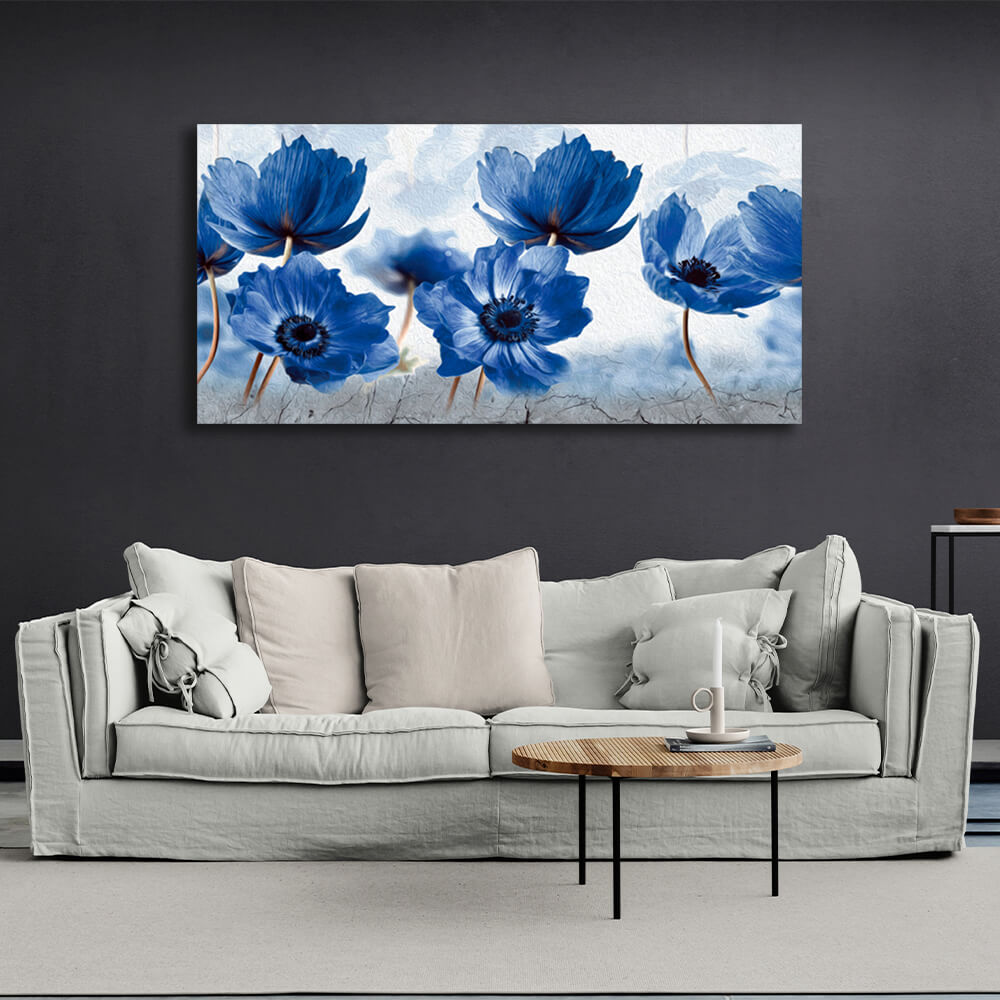 Interior A field of blue flowers Canvas Wall Art Print