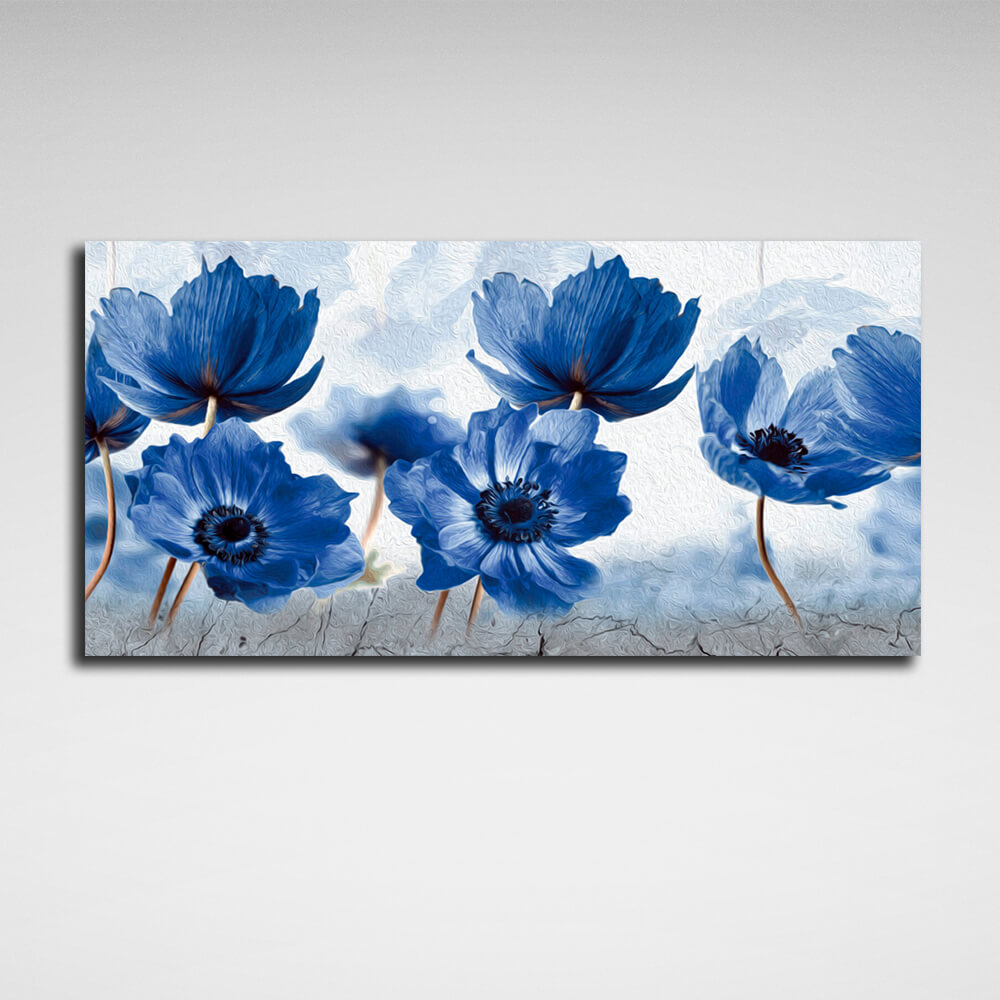 Interior A field of blue flowers Canvas Wall Art Print