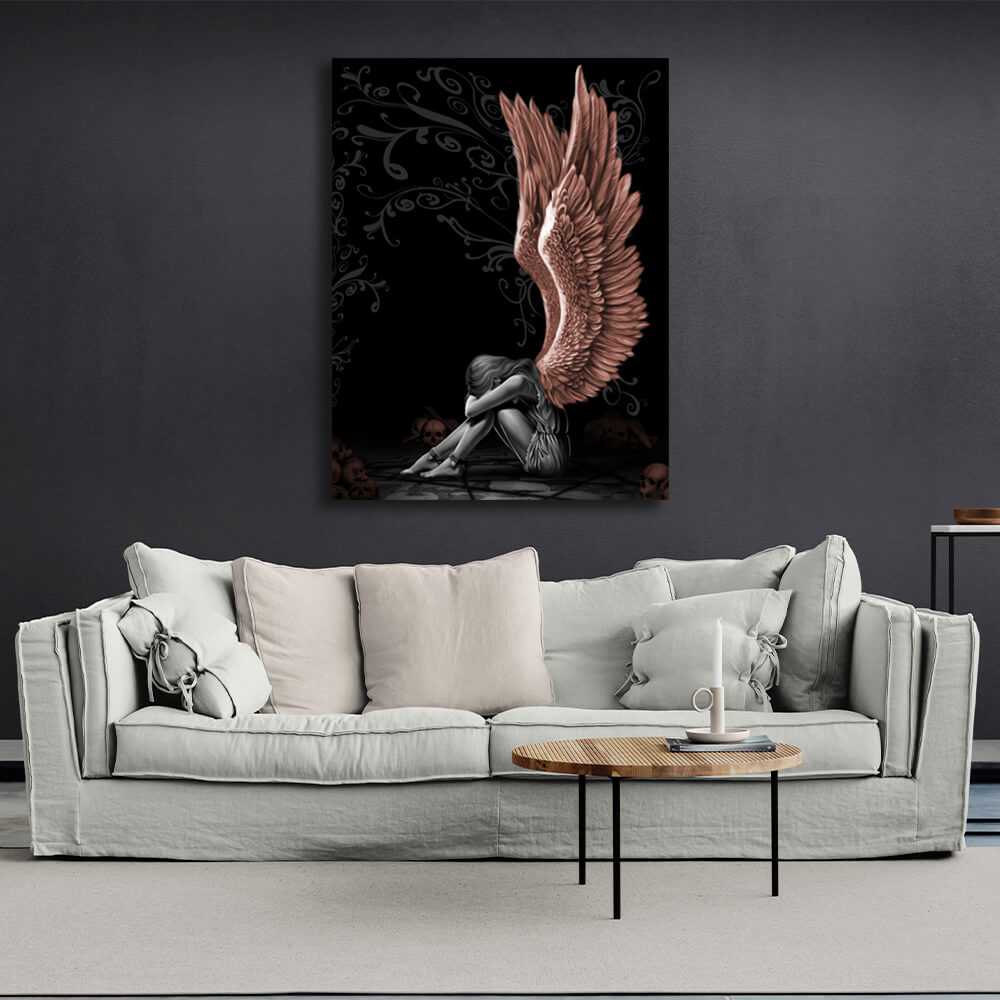 Interior Sad Angel Canvas Wall Art Print