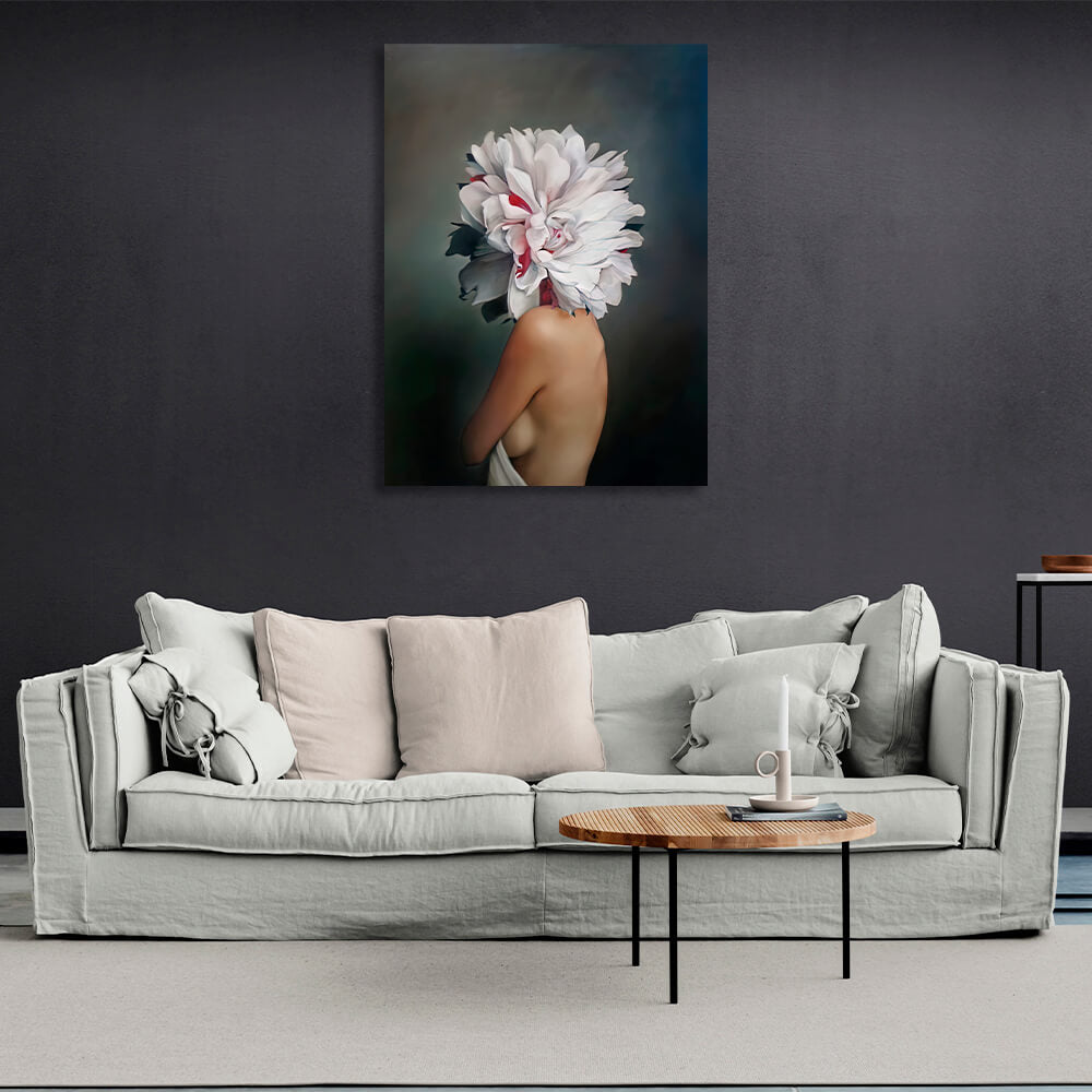 The woman flowers are dark Canvas Wall Art Print