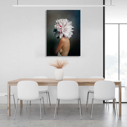 The woman flowers are dark Canvas Wall Art Print