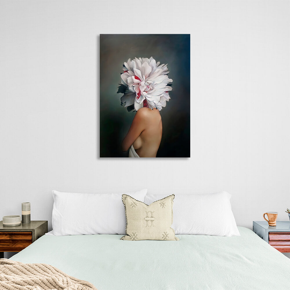 The woman flowers are dark Canvas Wall Art Print