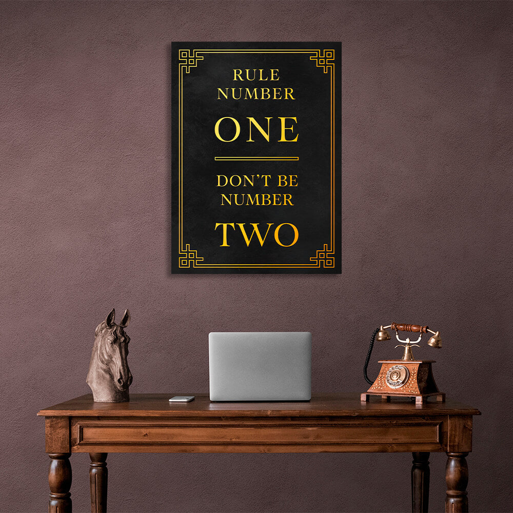 For motivation Rule number one - don't be number two Motivational Canvas Wall Art Print