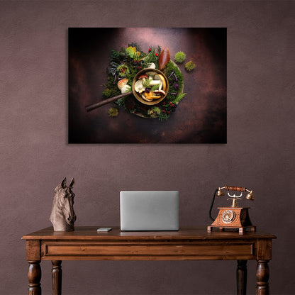 For the kitchen Mushrooms, berries and herbs Canvas Wall Art Print For Kitchen