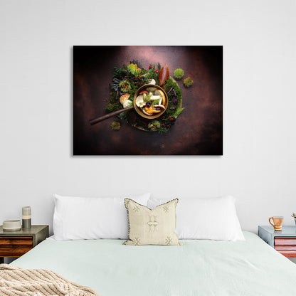 For the kitchen Mushrooms, berries and herbs Canvas Wall Art Print For Kitchen