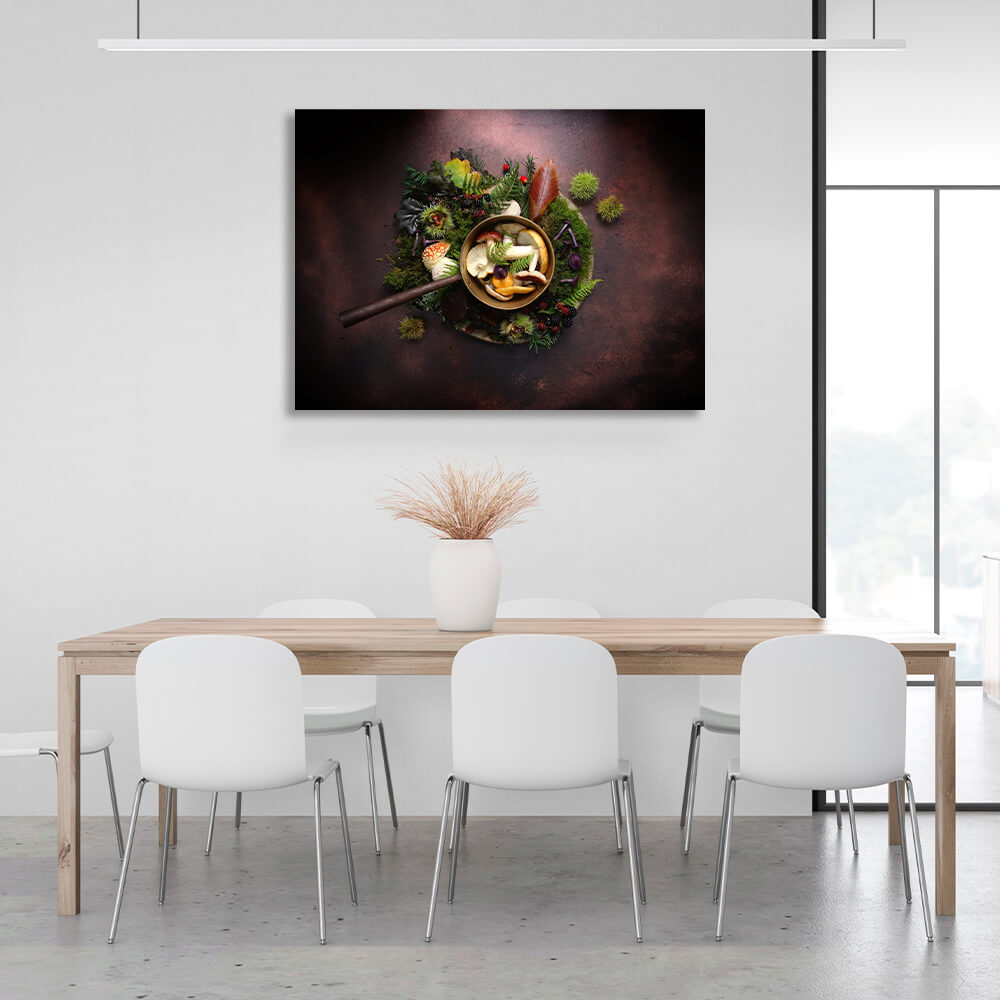 For the kitchen Mushrooms, berries and herbs Canvas Wall Art Print For Kitchen