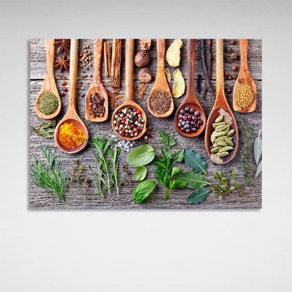 For the kitchen Spoons with spices Canvas Wall Art Print For Kitchen