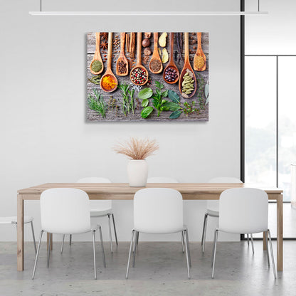 For the kitchen Spoons with spices Canvas Wall Art Print For Kitchen