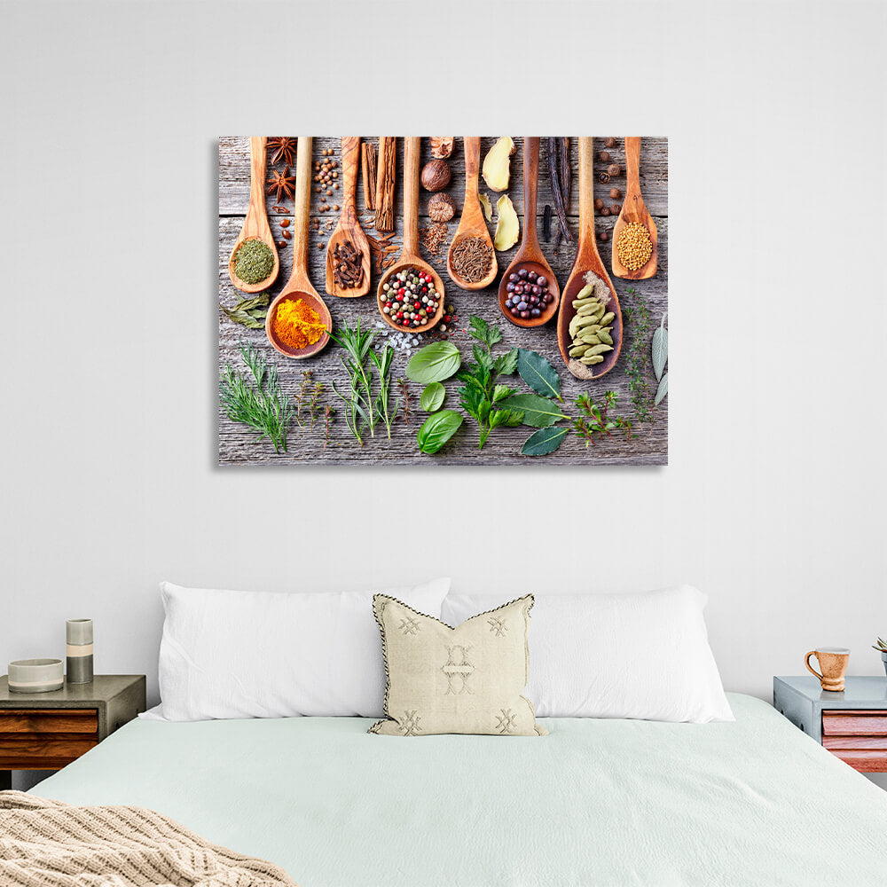 For the kitchen Spoons with spices Canvas Wall Art Print For Kitchen