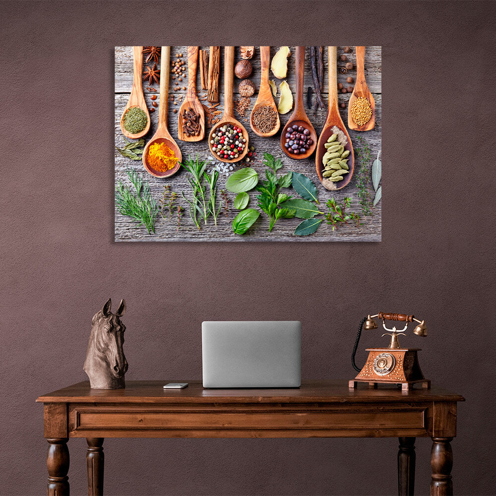 For the kitchen Spoons with spices Canvas Wall Art Print For Kitchen