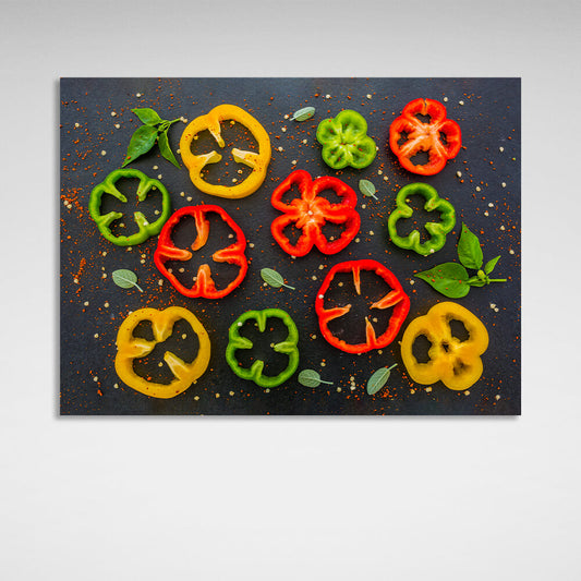 For the kitchen Sliced sweet pepper Canvas Wall Art Print For Kitchen