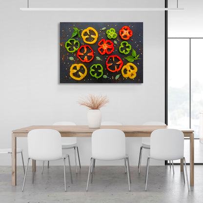 For the kitchen Sliced sweet pepper Canvas Wall Art Print For Kitchen